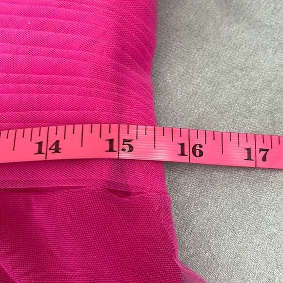 JJs House Hot Pink Formal Ballgown Dress Hi Low Beaded Cap Sleeves Barbie Prom - Picture 12 of 14